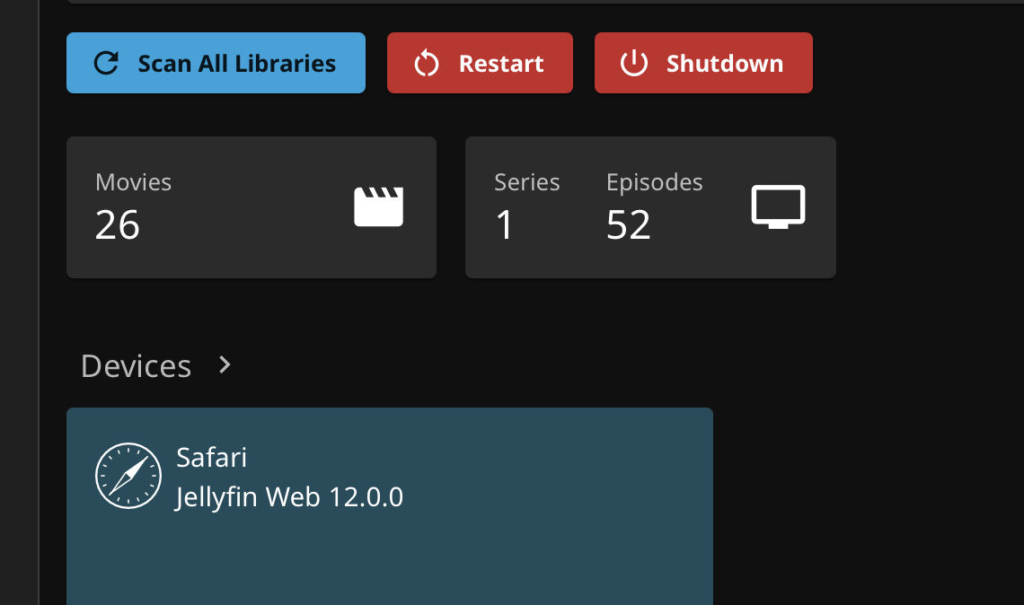 jellyfin dashboard main page