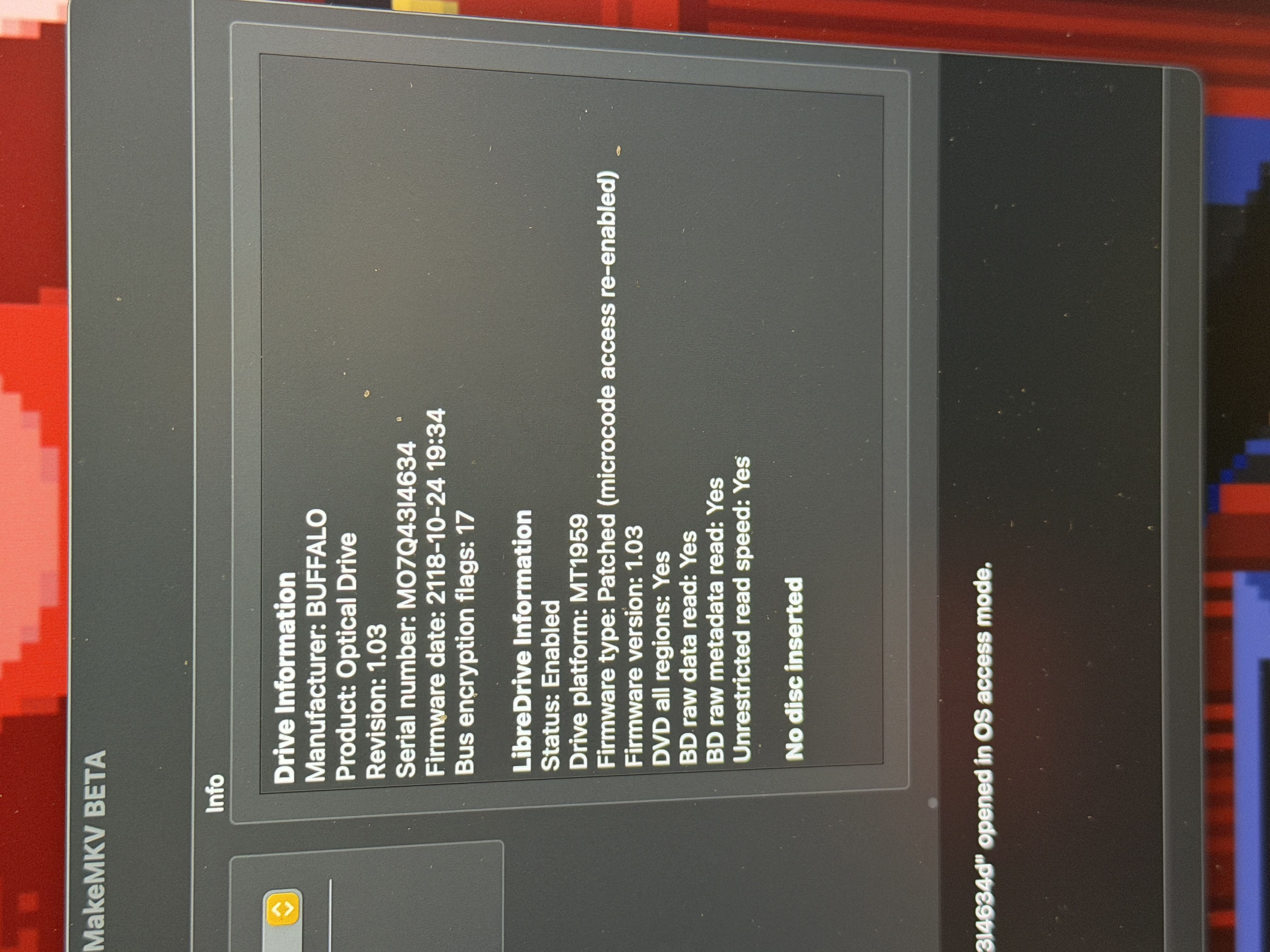 LibreDrive successful flash drive info
